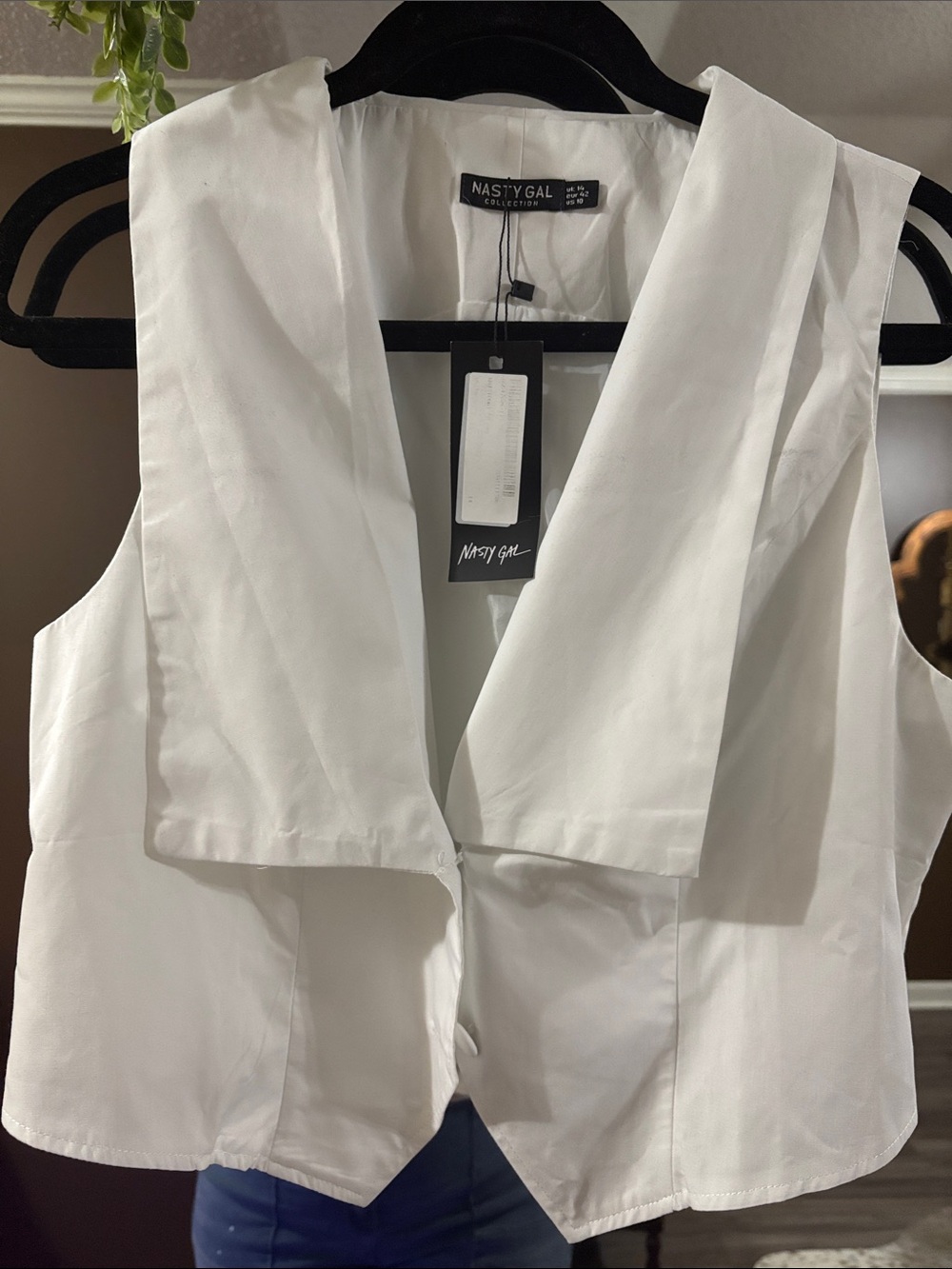 Nasty Gal White Sleeveless Blazer Vest with Draped Lapel